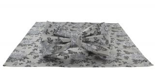 Silver Bloom Floral Silk Bow Tie & Pocket Square Set