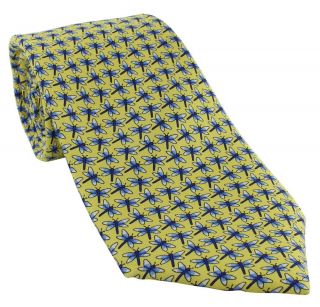 Yellow with Blue Fly Silk Tie