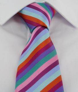 Pink Racing Stripe Silk Tie