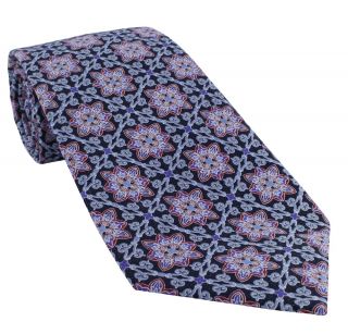 Navy Medallion Cotton Tie