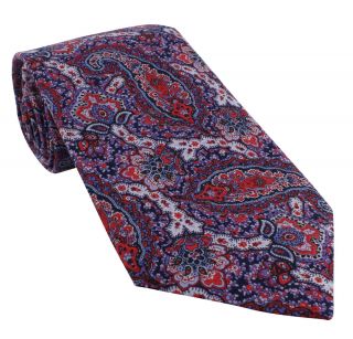 Red Paisley Printed Cotton Tie 