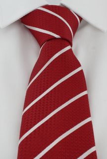 Red Classic Single Stripe Silk Tie