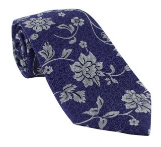 Purple Baroque Floral Silk Tie