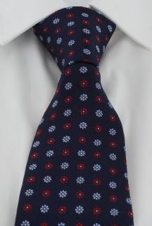 Blue & Red Daisy Neat Floral Silk Tie