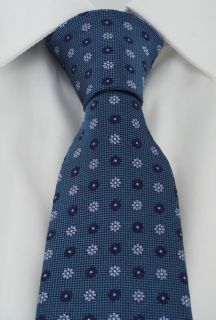 Teal & Light Blue Daisy Neat Floral Silk Tie