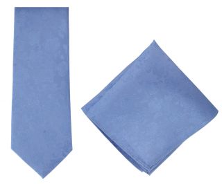 Light Blue Subtle Flower Silk Tie & Pocket Square Set