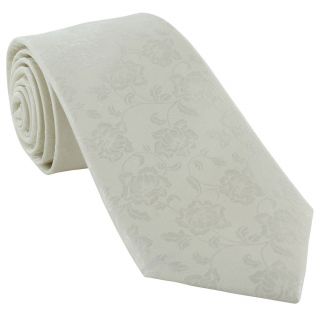 Ivory Subtle Flower Silk Tie & Pocket Square Set