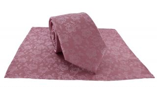 Pink Subtle Flower Silk Tie & Pocket Square Set