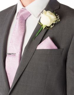 Pink Ornate Jacquard Silk Tie & Pocket Square Set