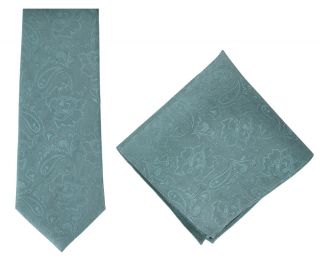 Teal Ornate Jacquard Silk Tie & Pocket Square Set