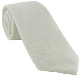 Ivory Ornate Jacquard Silk Tie & Pocket Square Set