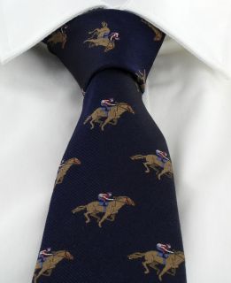 Navy Jockey on Race Horse Silk Tie