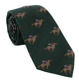 Green Jockey on Race Horse Silk Tie