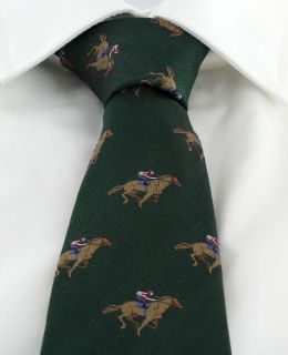 Green Jockey on Race Horse Silk Tie