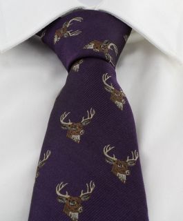 Purple Stag Head Silk Tie