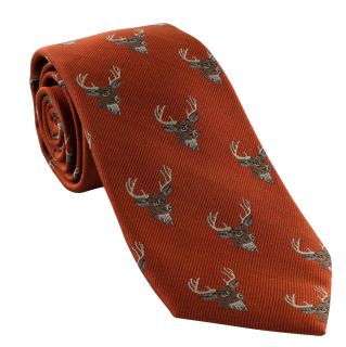 Orange Stag Head Silk Tie
