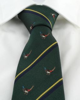 Green Pheasant Silk Tie