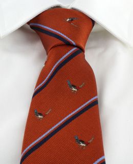 Orange Pheasant Silk Tie