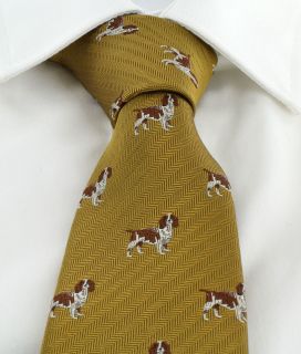 Gold Gun Dog Silk Tie
