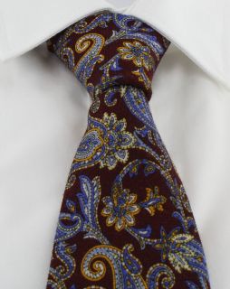 Wine Paisley Wool Tie