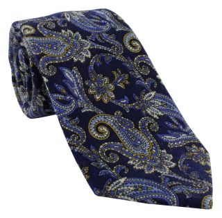 Navy Paisley Wool Tie