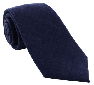 Navy Plain Wool Tie