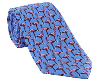 Light Blue Flamingo Silk Tie