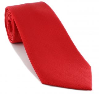 Red Plain Basket Weave Silk Tie