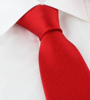 Red Plain Basket Weave Silk Tie
