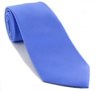 Blue Plain Basket Weave Silk Tie