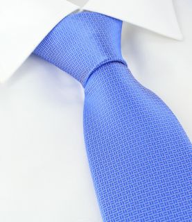 Blue Plain Basket Weave Silk Tie