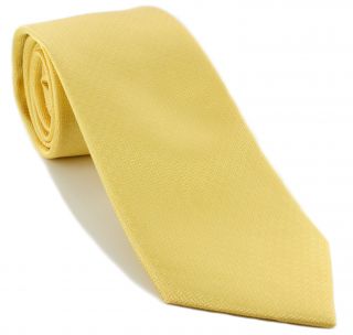 Yellow Plain Basket Weave Silk Tie