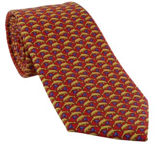 Red with Gold Dolphins Silk Tie