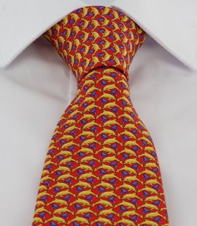 Red with Gold Dolphins Silk Tie