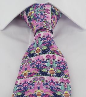 Pink Peacock Silk Tie