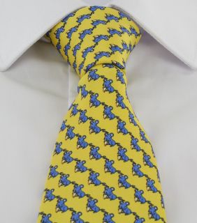 Gold with Blue Mice Silk Tie