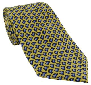 Gold with Blue Crabs Silk Tie