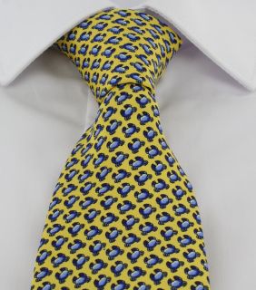 Gold with Blue Crabs Silk Tie