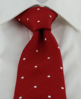 Haddon & Burley Red Textured Spot Silk Tie