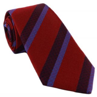 Haddon & Burley Red Textured Club Stripe Silk Tie