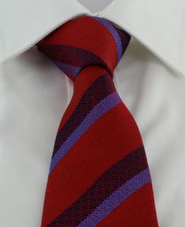 Haddon & Burley Red Textured Club Stripe Silk Tie