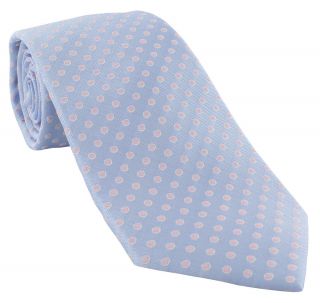 Blue with Pink Outline Spot Silk Tie