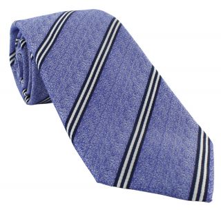 Blue Stripe Silk & Cotton Tie