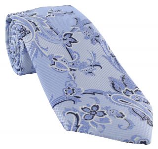 Light Blue Paisley Silk Tie