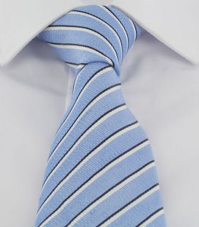 Light Blue Stripe Silk & Cotton Tie
