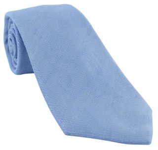 Light Blue Plain Silk & Cotton Tie