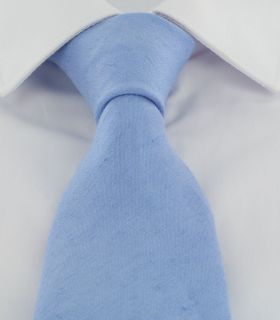 Ice Blue Plain Silk & Cotton Tie