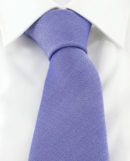 Blue Plain Silk Cotton Blend Tie