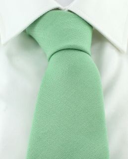 Green Plain Silk Cotton Blend Tie