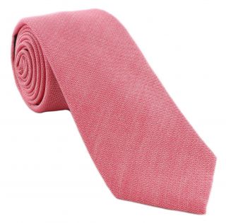 Red Plain Silk Cotton Blend Tie
